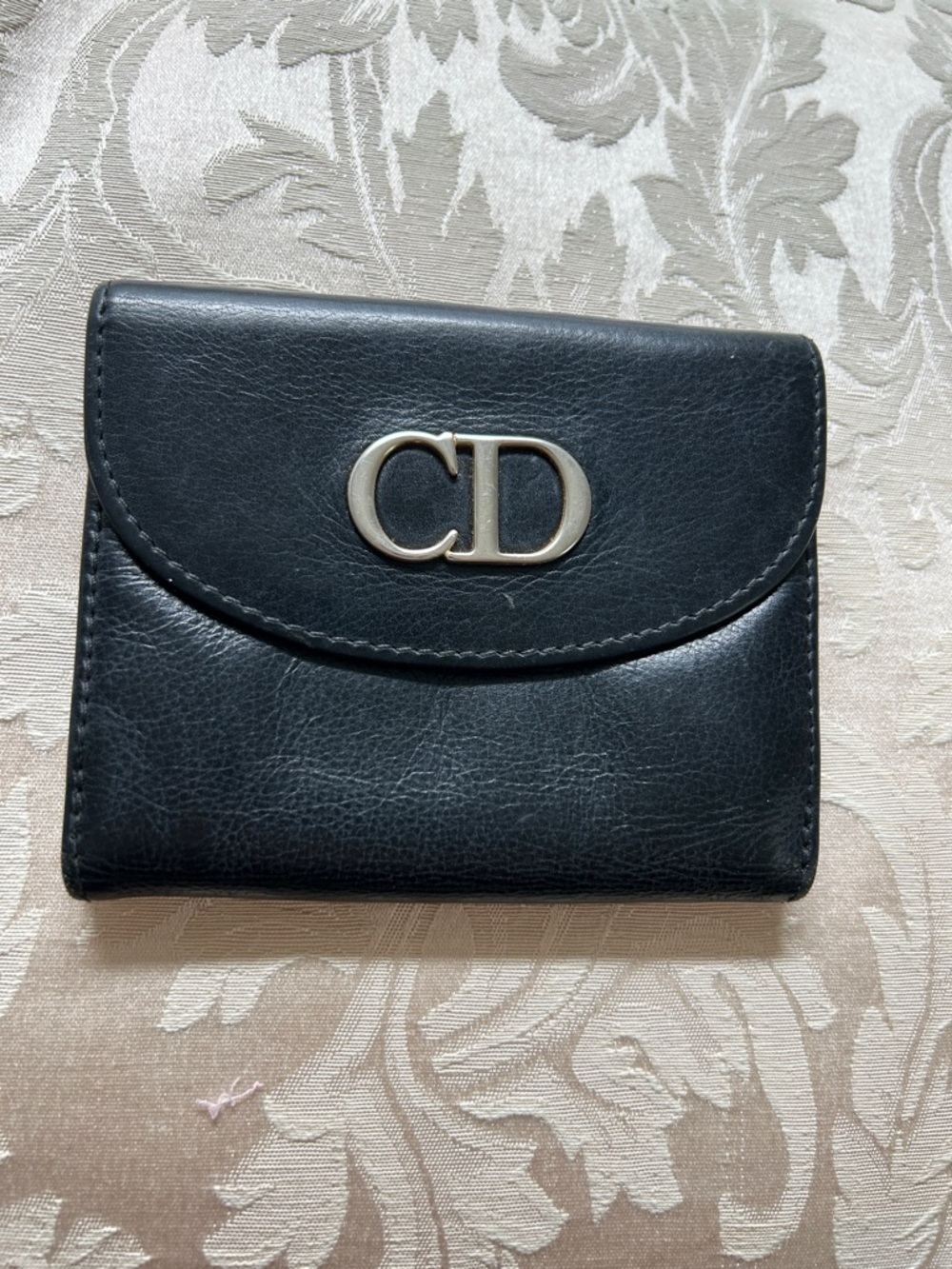 7032. Authentic Christian Dior Black Leather Wallet w/COA. Soft buttery leather.